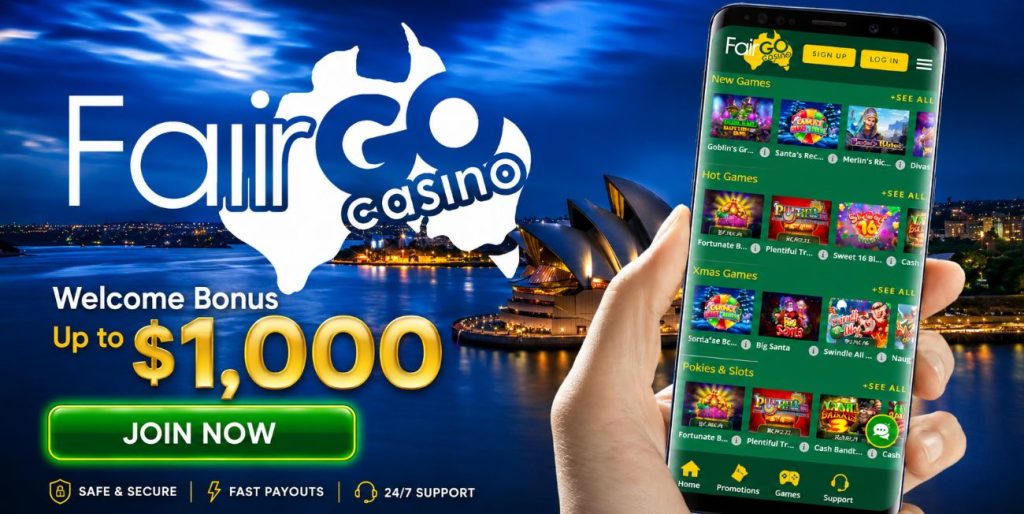 Grab the $1000 welcome bonus at Fair GO Online casino Australia